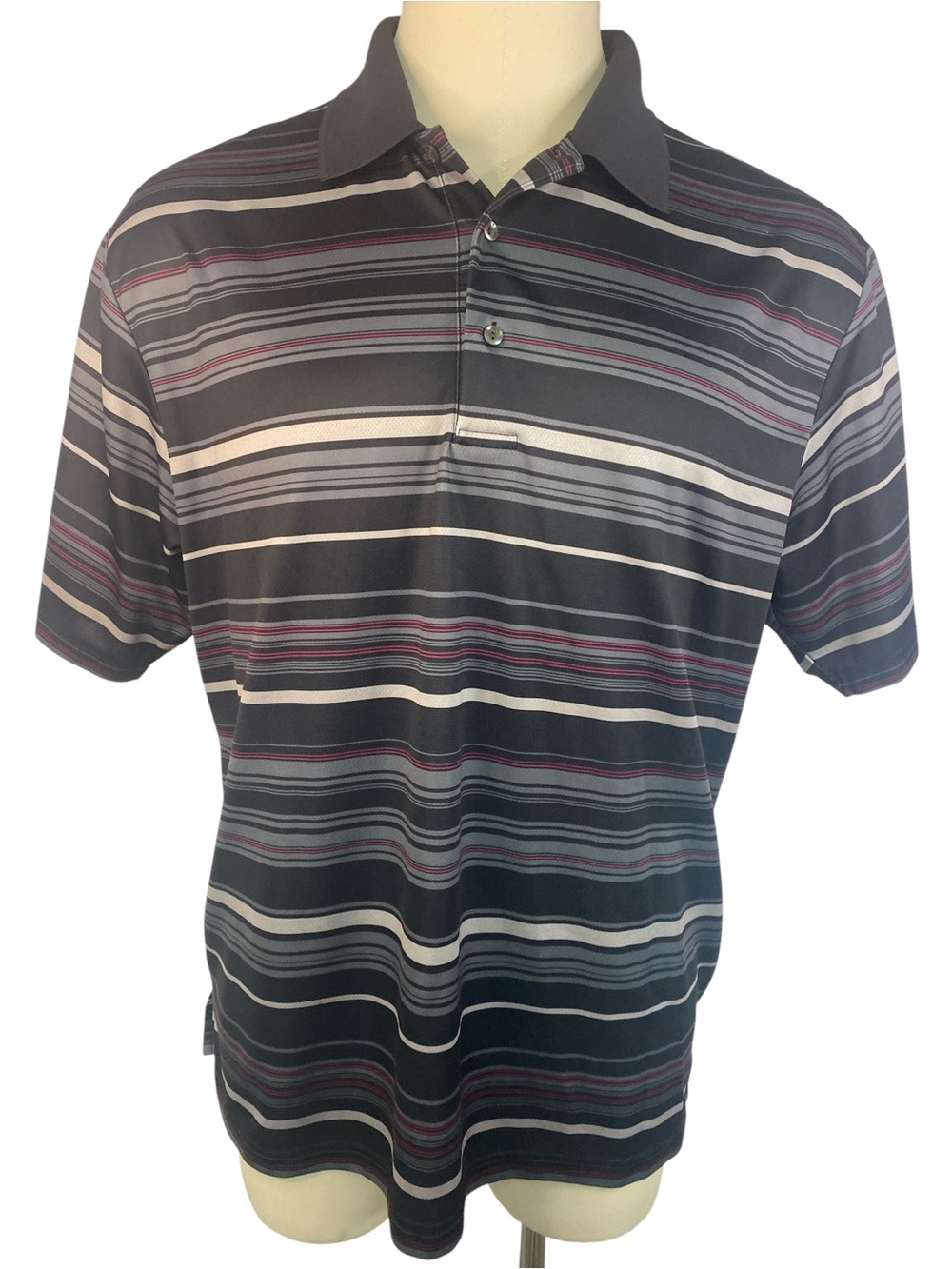Ben Hogan Performance Black Gray Striped Polo Golf Shirt Men’s 2XL